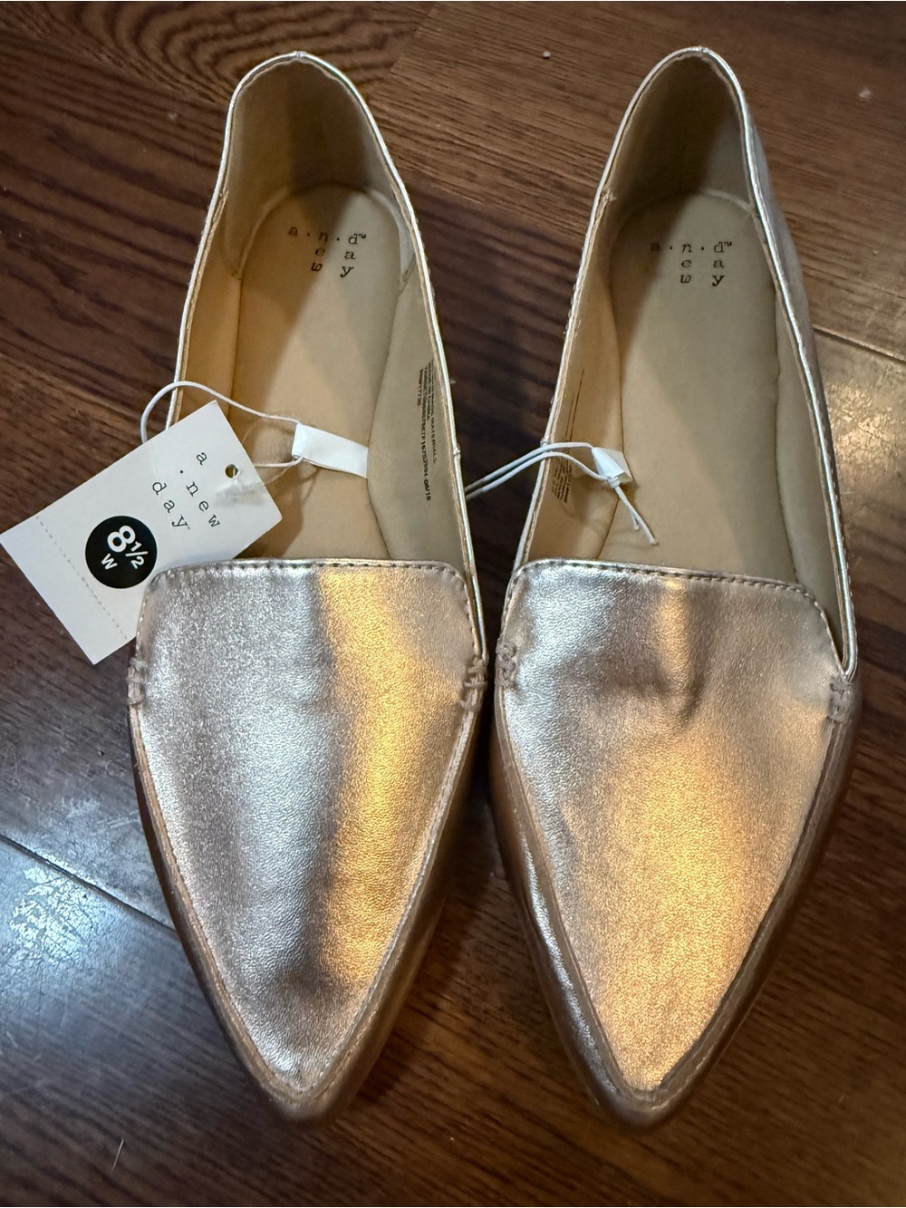 a new day Metallic Pointed Loafer Flats - Rose Gold - Never worn with tags